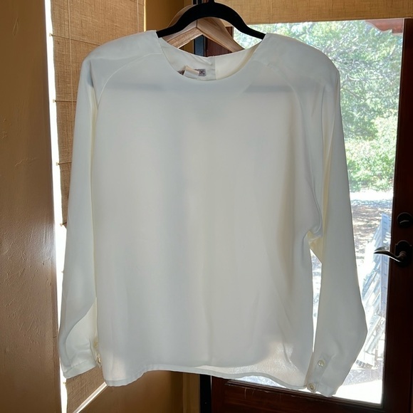 Sarah Taylor Tops - Sarah Taylor Retro Vintage Cream Top Shoulder Pads Size 14